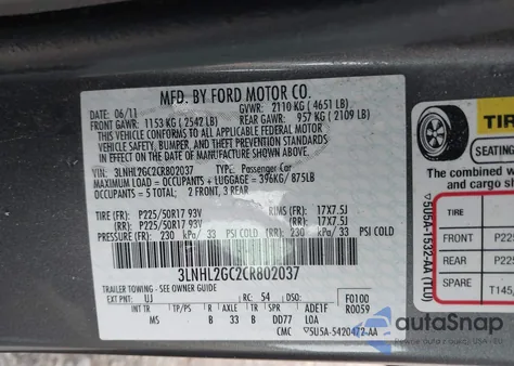 2012 Lincoln Mkz from USA, damaged, VIN 3LNHL2GC2CR802037